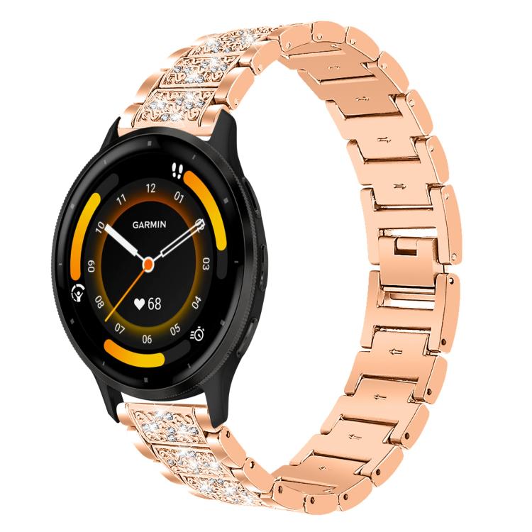 xDfind Diamond Jewelry Steel Watch Band, 22mm For Suunto Race S / Race / 9 Peak / 5 Peak, 20mm For Garmin Forerunner 570 42mm/245/645/158, 22mm For Garmin Venu 3 / vivoactive4, 20mm For Garmin venu 2 / venu / Sq2 / Sq... 22mm For Garmin Venu 3 vivoactive4 Rose Gold
