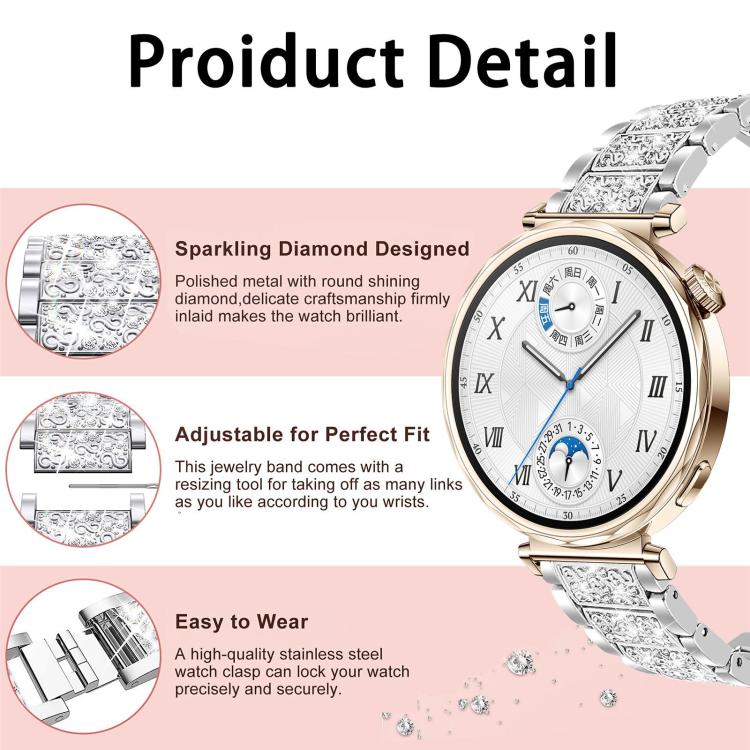Diamond Jewelry Steel Watch Band, 20mm For COROS APEX 2 42mm / PACE 2,...