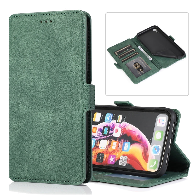 Retro Magnetic Closing Clasp Horizontal Flip Leather Case with Holder & Card Slots & Photo Frame & Wallet, For iPhone XR, For iPhone XS Max For iPhone XR Green