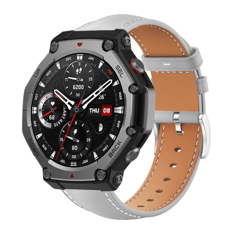 Watch Band – Leather (Black) #12 For Amazfit T-Rex 3 22mm Grey