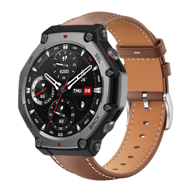 Watch Band – Leather (Black) #12 For Amazfit T-Rex 3 22mm Coffee
