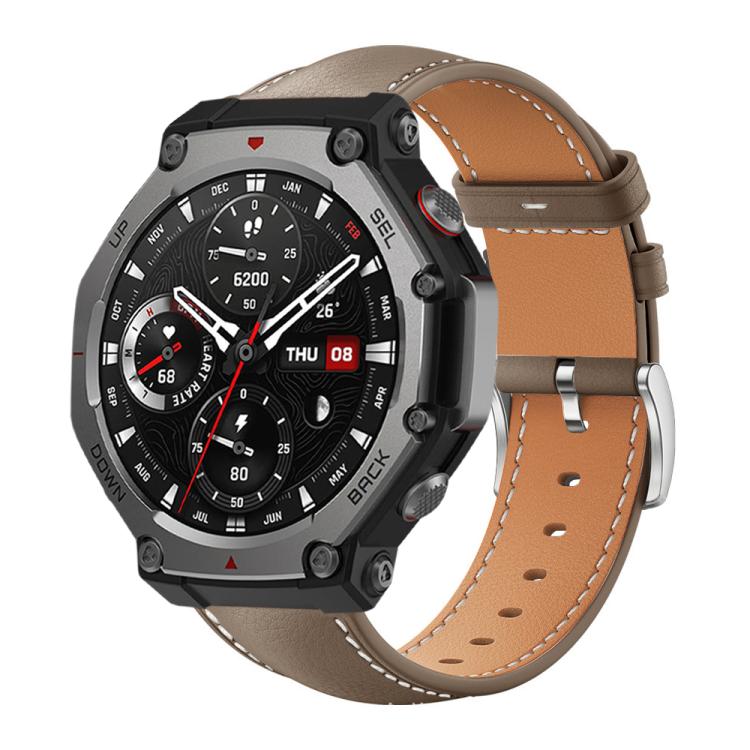 Watch Band – Leather (Black) #12 For Amazfit T-Rex 3 22mm Brown