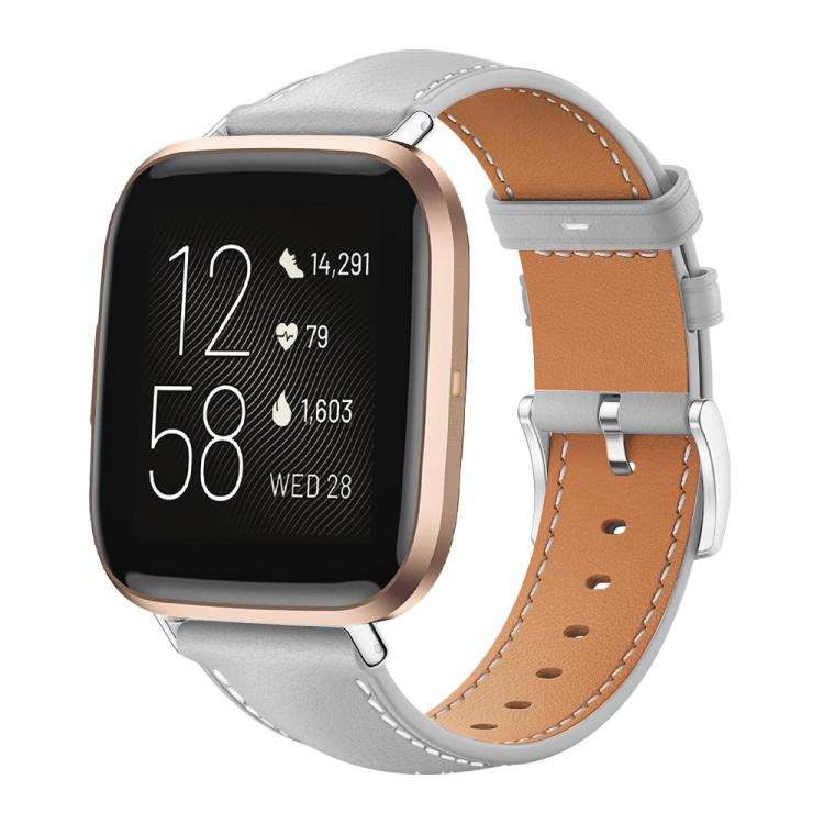 Watch Band – Leather (Black) #11 For Fitbit Versa 2 Versa Versa Lite 22mm Grey