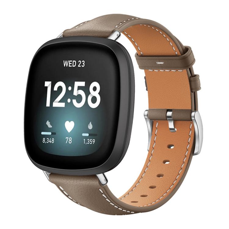 Watch Band – Leather (Black) #11 For Fitbit Versa 4 3 Sense2 1 20mm Brown