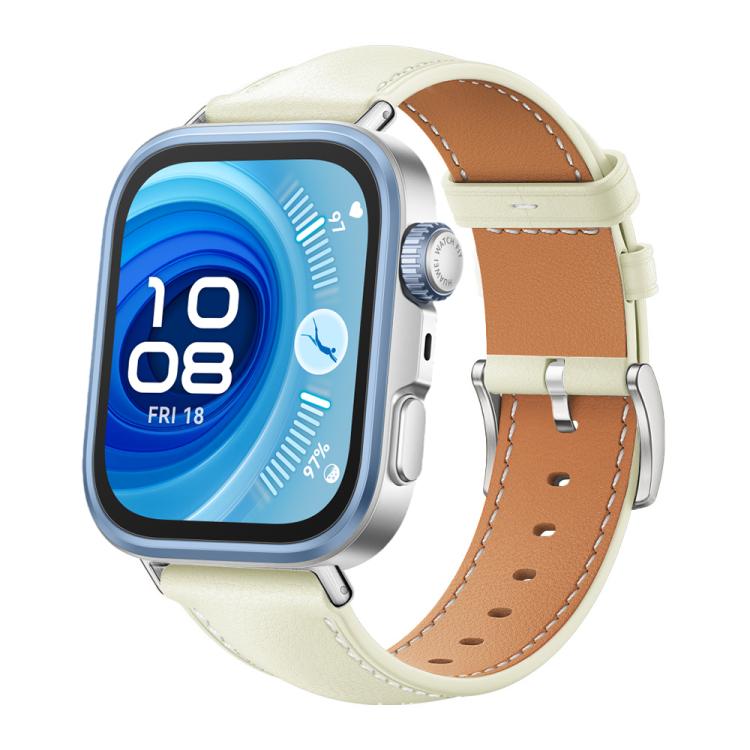 Watch Band – Leather (Black) #10 For Huawei Watch Fit 5 Fit 5 Pro 20mm Creamy White