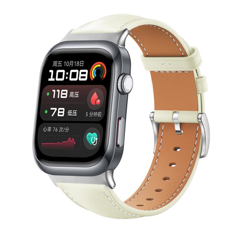 Watch Band – Leather (Black) #10 For Huawei Watch D2 22mm Creamy White