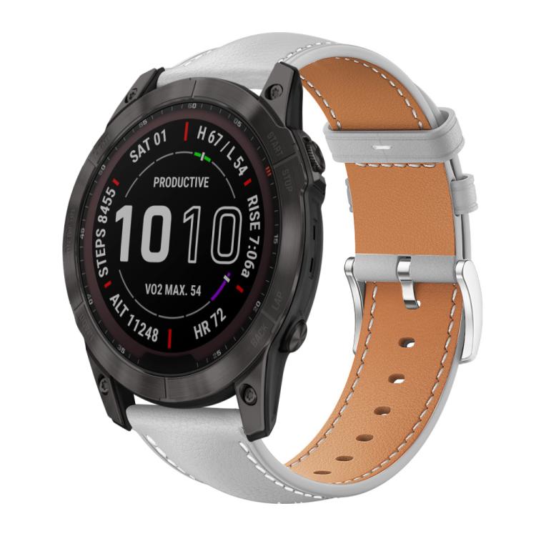 Watch Band – Leather (Black) #9 For Garmin Fenix 8 7X 6X 5X 26mm 22mm Grey
