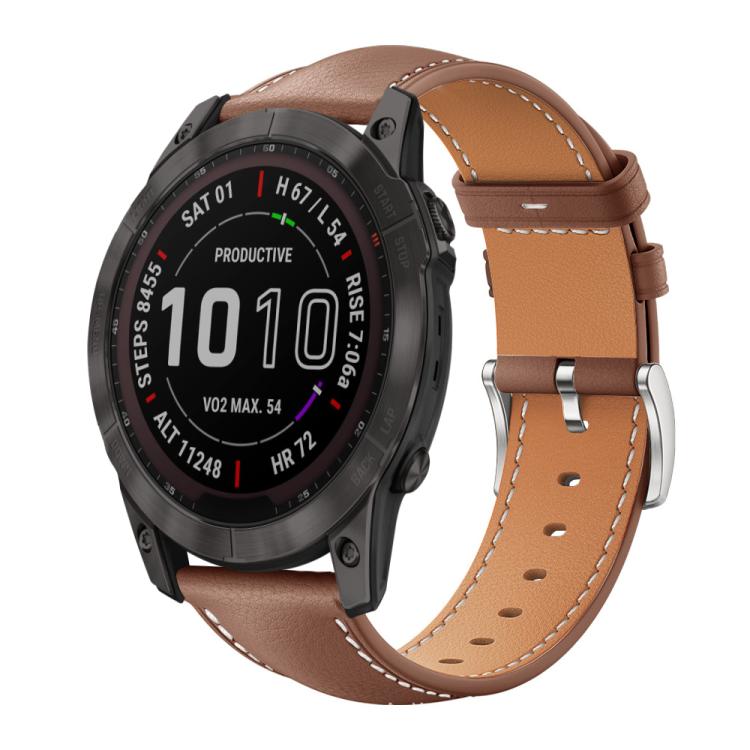Watch Band – Leather (Black) #9 For Garmin Fenix 8 7X 6X 5X 26mm 22mm Coffee