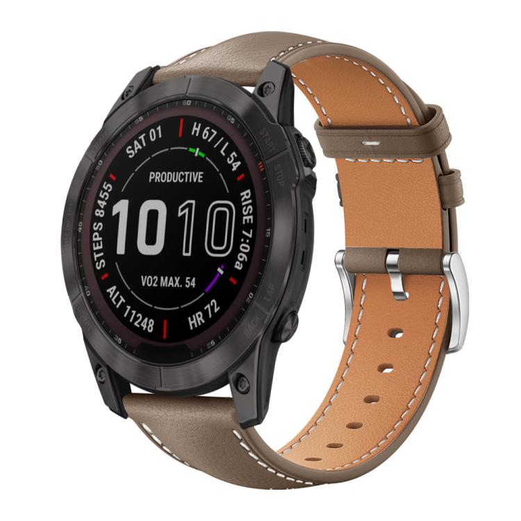 Watch Band – Leather (Black) #9 For Garmin Fenix 8 7X 6X 5X 26mm 22mm Brown