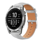 Watch Band – Leather (Black) #9 For Garmin Fenix 8 7 6 5 22mm 20mm Grey