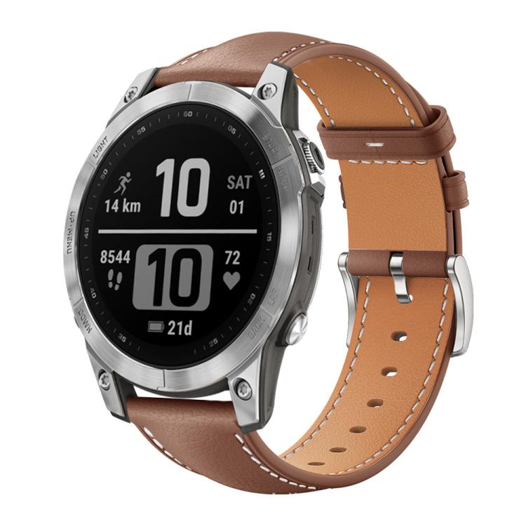 Watch Band – Leather (Black) #9 For Garmin Fenix 8 7 6 5 22mm 20mm Coffee