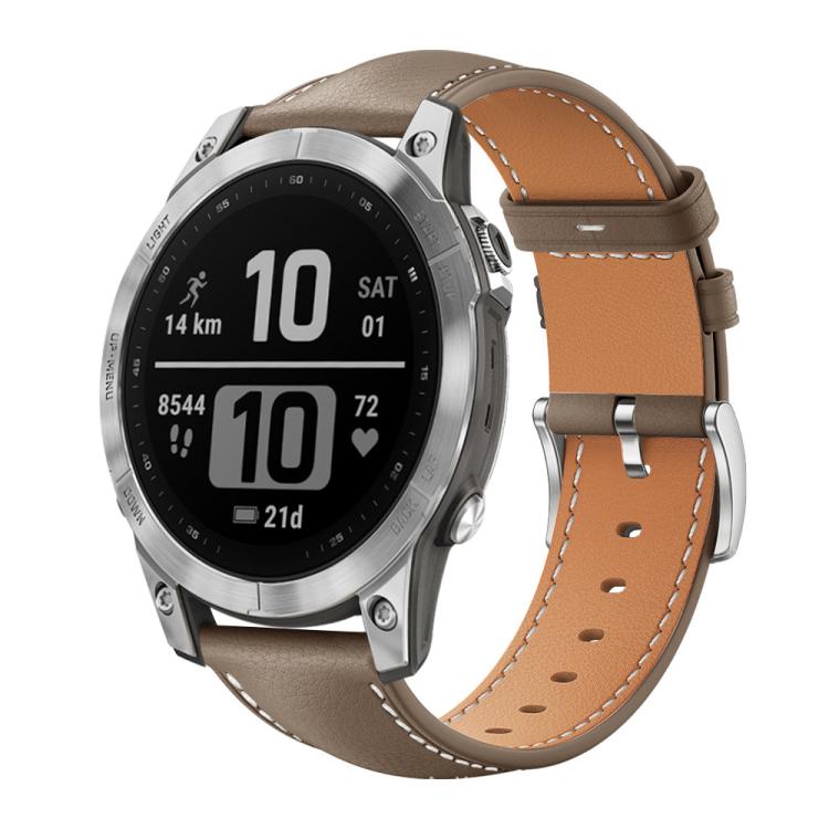 Watch Band – Leather (Black) #9 For Garmin Fenix 8 7 6 5 22mm 20mm Brown