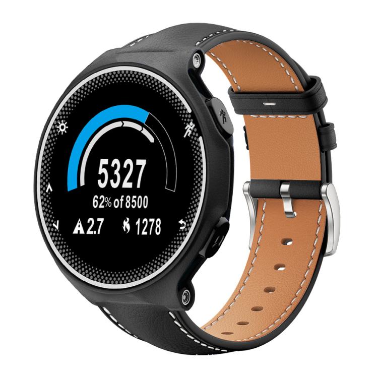 Watch Band – Leather (Black) #9 For Garmin Forerunner 220 735 735XT 230 235 20mm Black