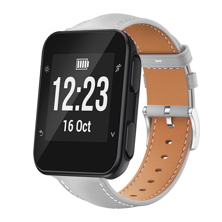 Watch Band – Leather (Black) #9 For Garmin Forerunner 35 30 35j 20mm Grey