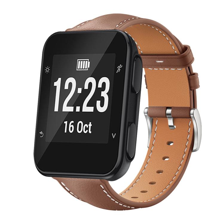 Watch Band – Leather (Black) #9 For Garmin Forerunner 35 30 35j 20mm Coffee