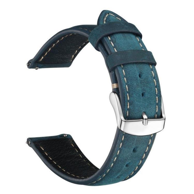 Retro Crazy Horse Texture Leather Watch Band, 20mm, 22mm – Leather 20mm Blue