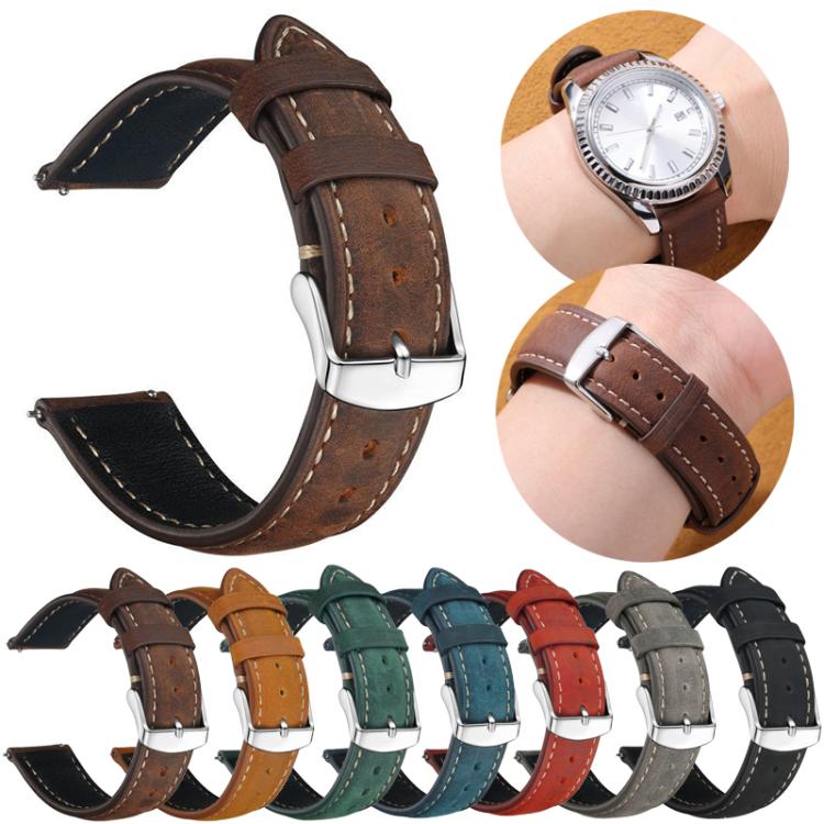 xDfind Retro Crazy Horse Texture Leather Watch Band, 20mm, 22mm