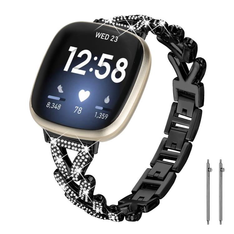 Small Twist Diamond Metal Watch Band, 20mm For Garmin Vivomove Sport /... 20mm Black