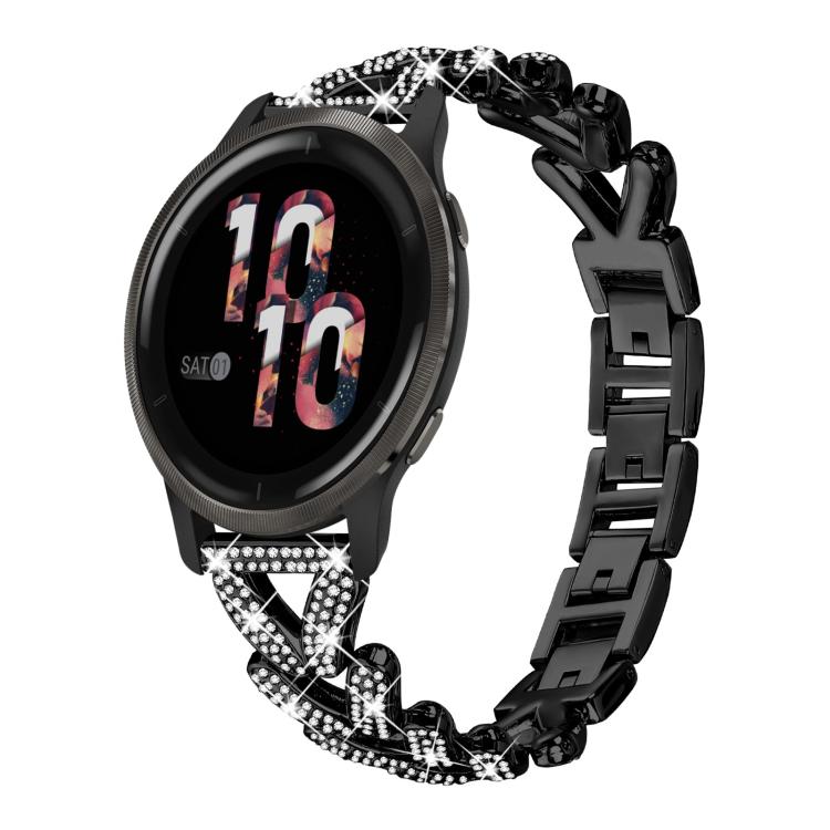 Small Twist Diamond Metal Watch Band, 20mm For Garmin Vivomove Sport /... 20mm For Garmin Venu Venu 2 Sq Sq2 Black