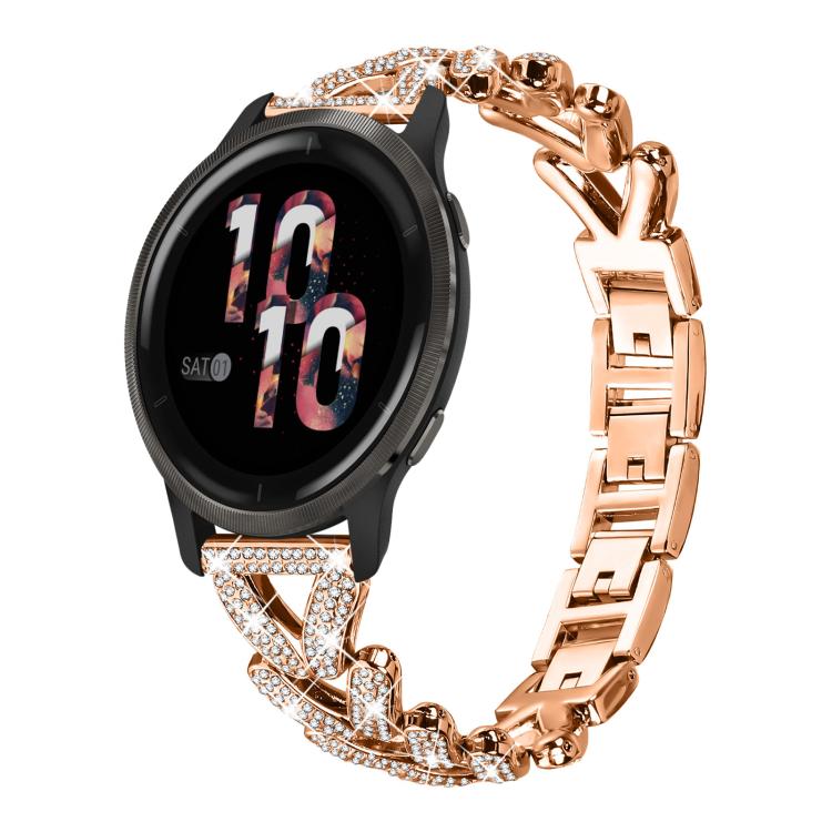 Small Twist Diamond Metal Watch Band, 20mm For Garmin Vivomove Sport /... 20mm For Garmin Venu Venu 2 Sq Sq2 Rose Gold