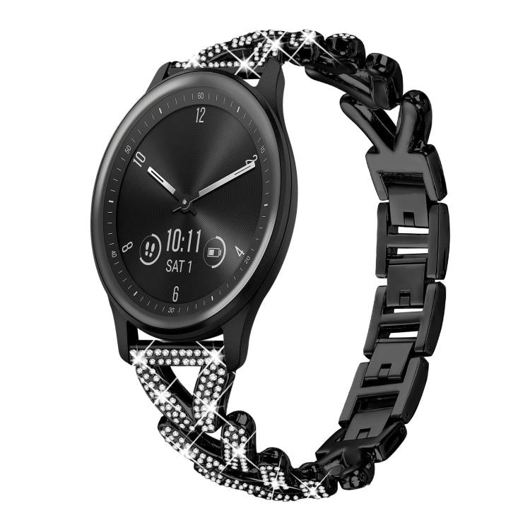 Small Twist Diamond Metal Watch Band, 20mm For Garmin Vivomove Sport /... 20mm For Garmin Vivomove Sport Vivoactive5 3 Black