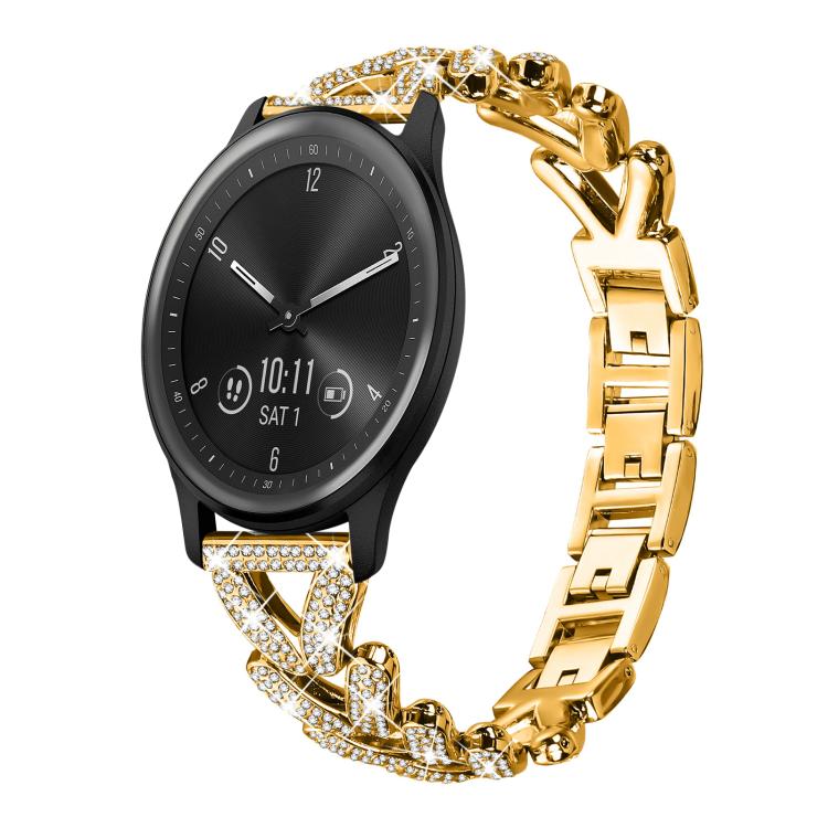 Small Twist Diamond Metal Watch Band, 20mm For Garmin Vivomove Sport /... 20mm For Garmin Vivomove Sport Vivoactive5 3 Gold