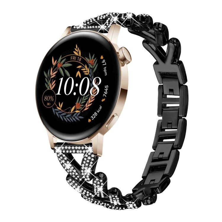 Small Twist Diamond Metal Watch Band, 20mm For COROS APEX 2 42mm / PACE... 20mm For Huawei Watch GT4 GT3 GT2 Black