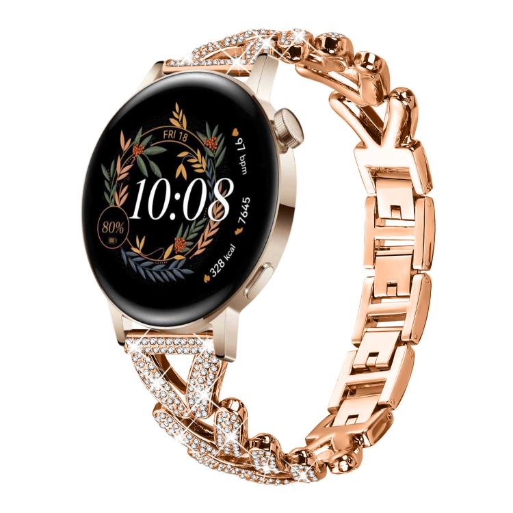 Small Twist Diamond Metal Watch Band, 20mm For COROS APEX 2 42mm / PACE... 20mm For Huawei Watch GT4 GT3 GT2 Rose Gold