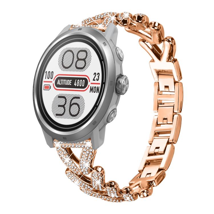 Small Twist Diamond Metal Watch Band, 20mm For COROS APEX 2 42mm / PACE... 20mm For COROS APEX 2 42mm PACE 2 Rose Gold