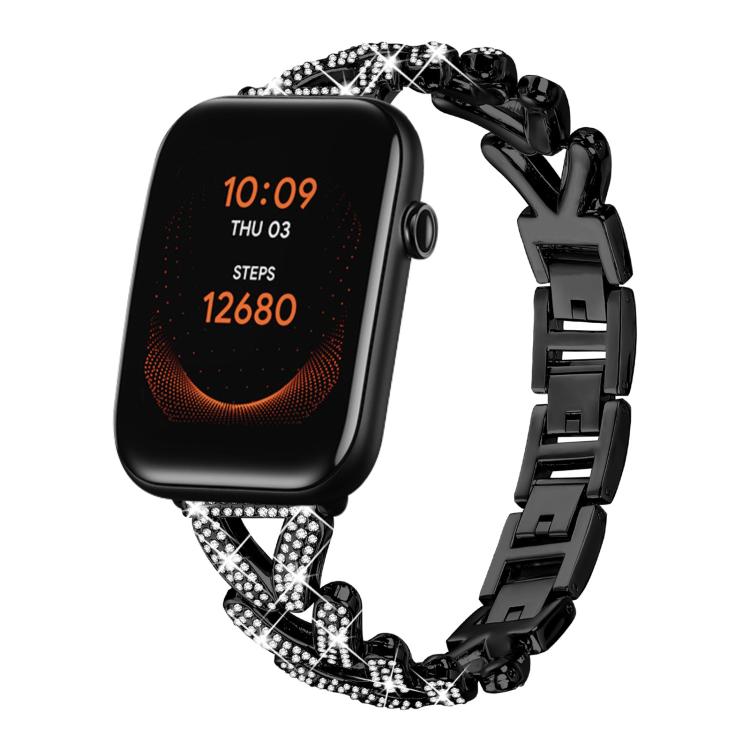 Small Twist Diamond Metal Watch Band, 20mm For COROS APEX 2 42mm / PACE... 20mm For Ticwatch GTH E3 E 2 Black