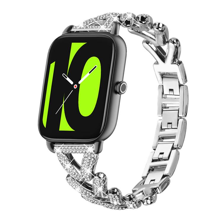 Small Twist Diamond Metal Watch Band, 20mm For COROS APEX 2 42mm / PACE... 20mm For Xiaomi Haylou RS4 Plus LS11 LS12 Silver