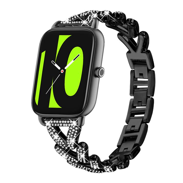Small Twist Diamond Metal Watch Band, 20mm For COROS APEX 2 42mm / PACE... 20mm For Xiaomi Haylou RS4 Plus LS11 LS12 Black