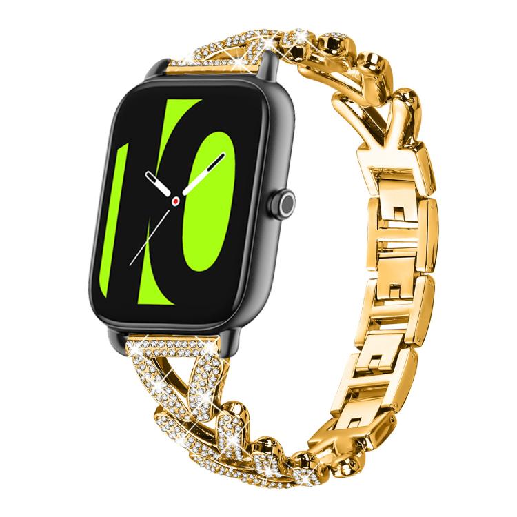 Small Twist Diamond Metal Watch Band, 20mm For COROS APEX 2 42mm / PACE... 20mm For Xiaomi Haylou RS4 Plus LS11 LS12 Gold