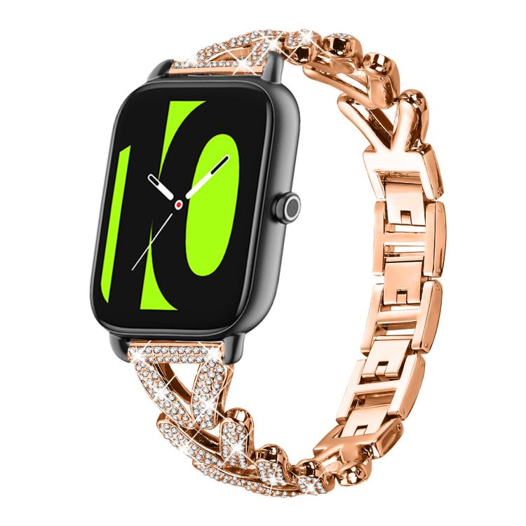 Small Twist Diamond Metal Watch Band, 20mm For COROS APEX 2 42mm / PACE... 20mm For Xiaomi Haylou RS4 Plus LS11 LS12 Rose Gold
