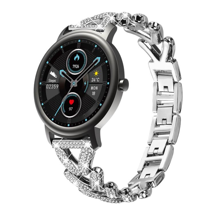 Small Twist Diamond Metal Watch Band, 20mm For Garmin Vivomove Sport /... 20mm For Xiaomi Mibro Air Mibro Lite Silver