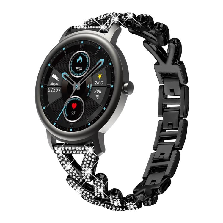 Small Twist Diamond Metal Watch Band, 20mm For Garmin Vivomove Sport /... 20mm For Xiaomi Mibro Air Mibro Lite Black