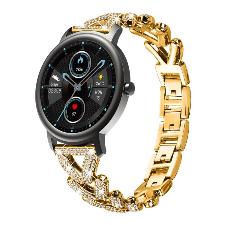 Small Twist Diamond Metal Watch Band, 20mm For Garmin Vivomove Sport /... 20mm For Xiaomi Mibro Air Mibro Lite Gold
