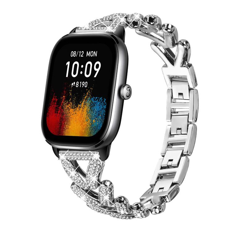 Small Twist Diamond Metal Watch Band, 20mm For COROS APEX 2 42mm / PACE... 20mm For Amazfit GTS4 Mini 3 2 2e 2 Mini Silver