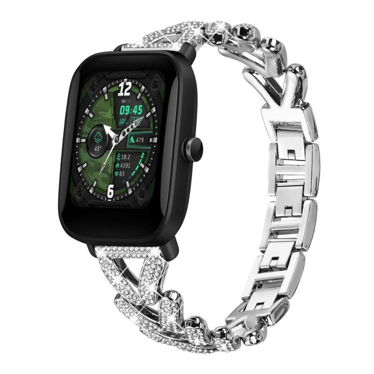 Small Twist Diamond Metal Watch Band, 20mm For COROS APEX 2 42mm / PACE... 20mm For Amazfit Bip U Bip Lite Bip 3 Pro Silver