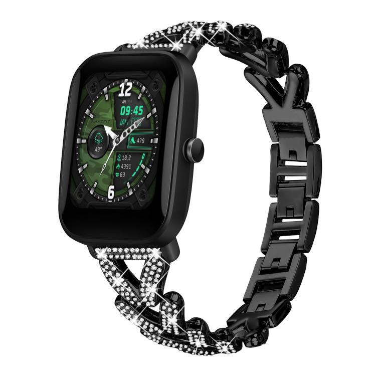 Small Twist Diamond Metal Watch Band, 20mm For COROS APEX 2 42mm / PACE... 20mm For Amazfit Bip U Bip Lite Bip 3 Pro Black