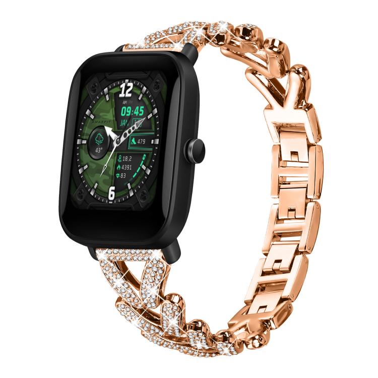 Small Twist Diamond Metal Watch Band, 20mm For COROS APEX 2 42mm / PACE... 20mm For Amazfit Bip U Bip Lite Bip 3 Pro Rose Gold