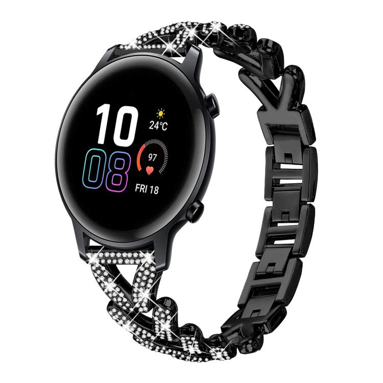 Small Twist Diamond Metal Watch Band, 20mm For Garmin Vivomove Sport /... 20mm For Honor Watch SE Magic Watch2 42mm Black