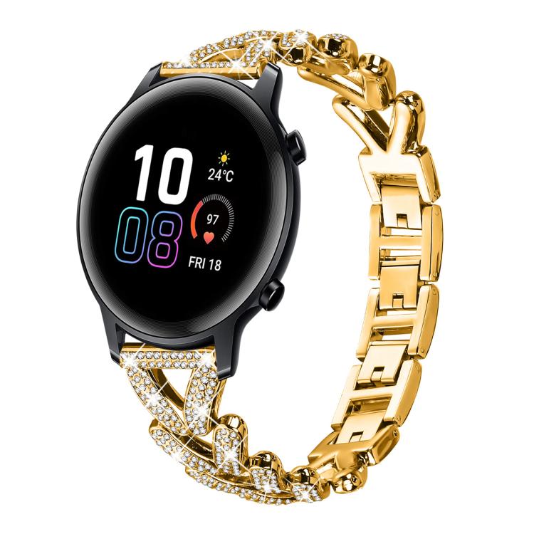 Small Twist Diamond Metal Watch Band, 20mm For Garmin Vivomove Sport /... 20mm For Honor Watch SE Magic Watch2 42mm Gold