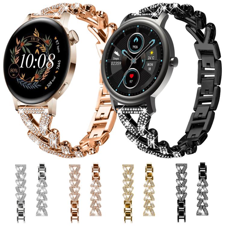 Small Twist Diamond Metal Watch Band, 20mm For Garmin Vivomove Sport /...