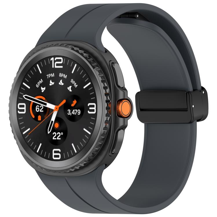 Watch Band – Silicone, Magnetic (Black) For Galaxy Watch9 8 8 Classic Grey