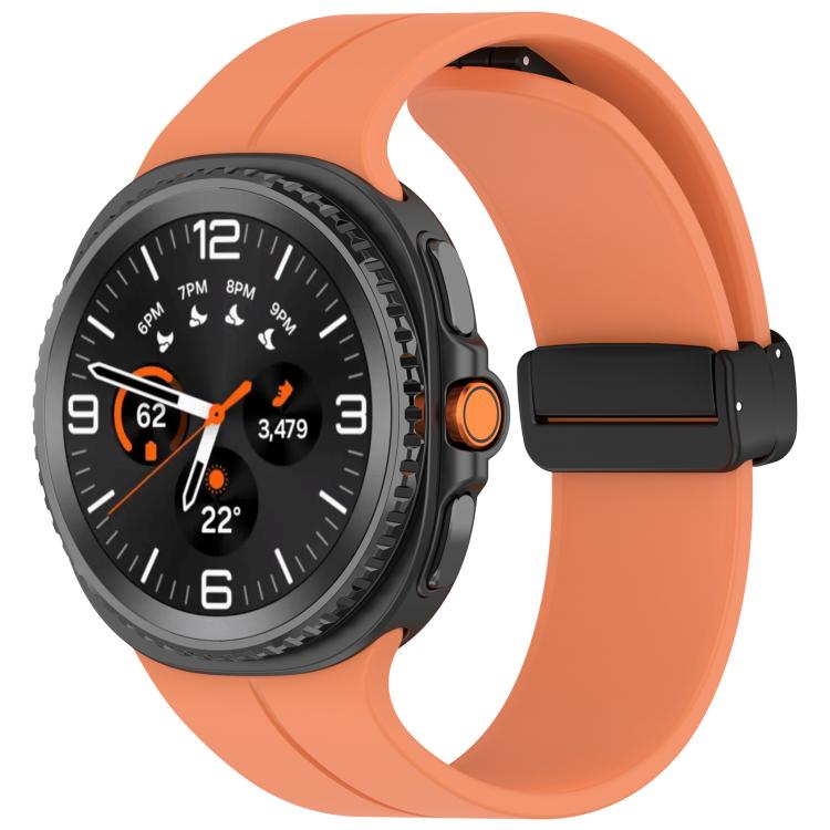 Watch Band – Silicone, Magnetic (Black) For Galaxy Watch9 8 8 Classic Orange