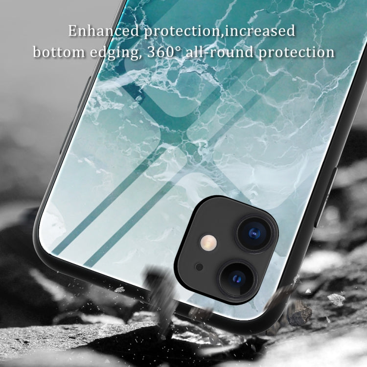 Marble Pattern Glass Protective Case, For iPhone 12 mini, For iPhone 12...