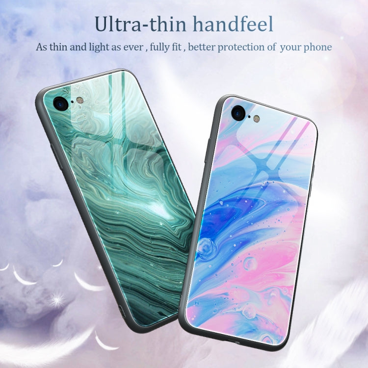 Marble Pattern Glass Protective Case, For iPhone SE 2022 / SE 2020 / 8...