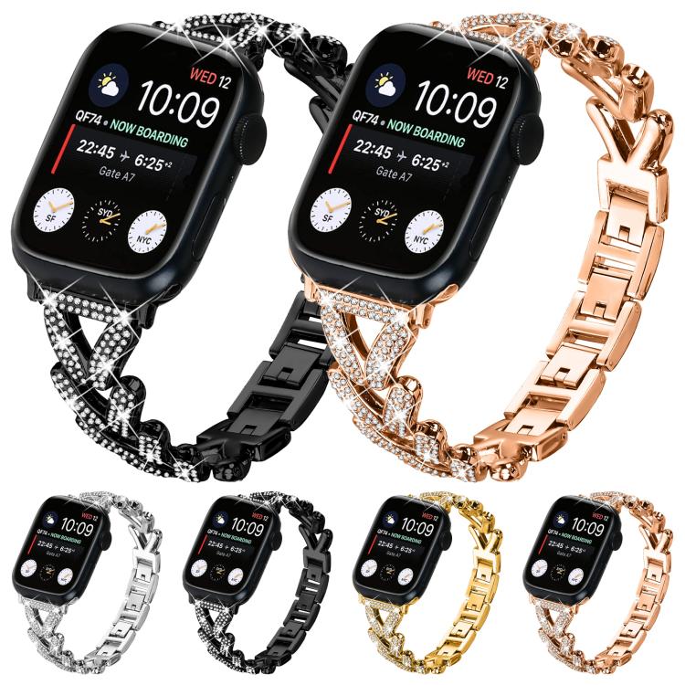Small Twist Diamond Metal Watch Band, For Apple Watch 38 / 40 / 41 /...