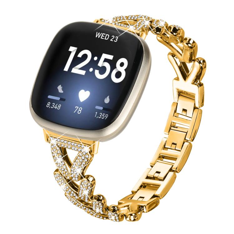 20mm xDfind Small Twist Diamond Metal Watch Band, For Fitbit Versa 4 /... For Fitbit Versa 4 3 Sense Sense 2 Gold